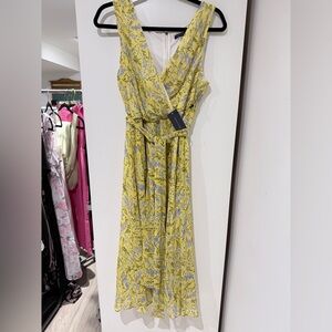 Tommy Hilfiger Yellow and Blue Floral Midi Dress